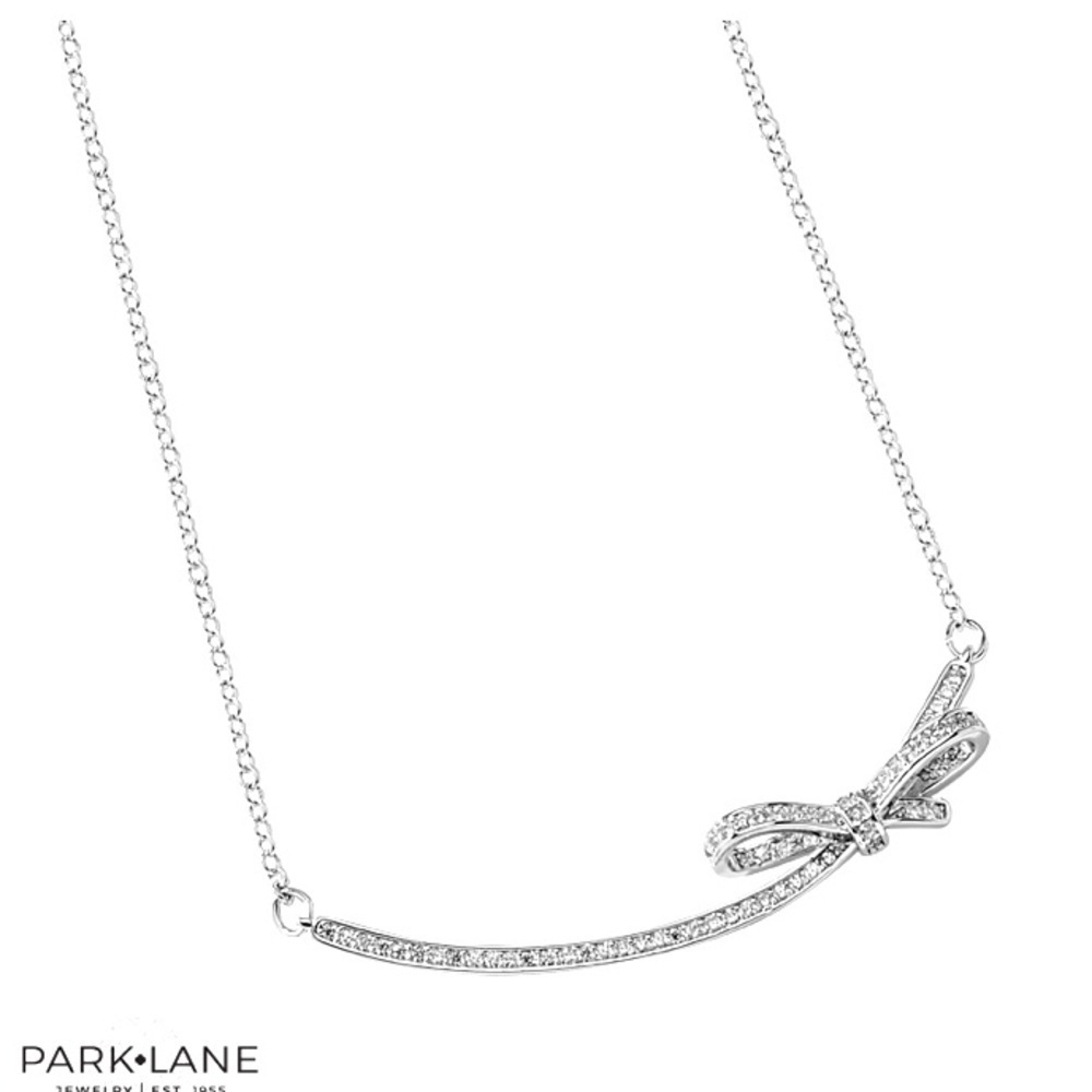 Park Lane Merry Silver Bow pave Zirconias Necklace